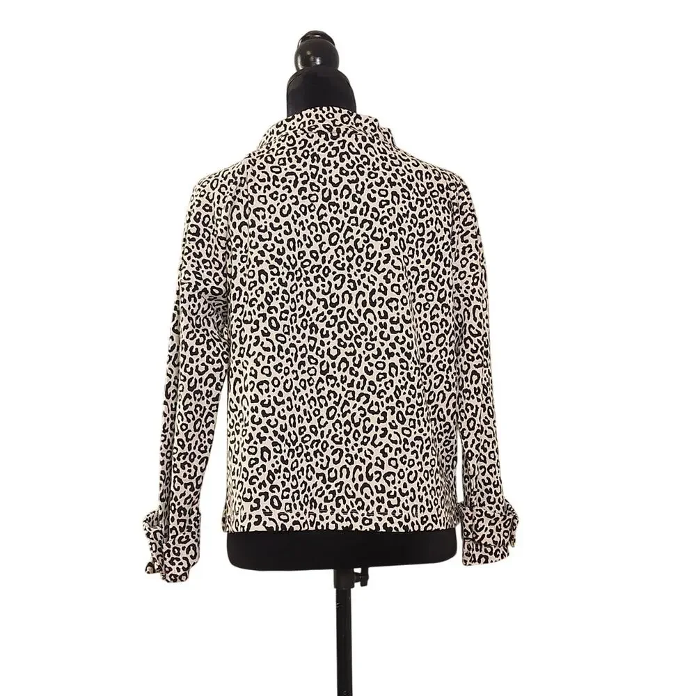 ANN TAYLOR Mock Neck Animal Print Sweater, Size Medium